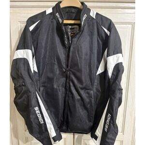 Sedici #16 Men's Large Motorcycle Touring Jacket Mesh Armor Vented Black**